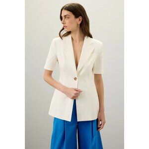 Eudon Choi Linen Short Sleeve White Blazer – Women’s Size 8